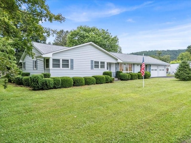 12 Sunset Dr, Afton, NY 13730 - single story home with an attached garage, a front yard, a shingled roof, and driveway