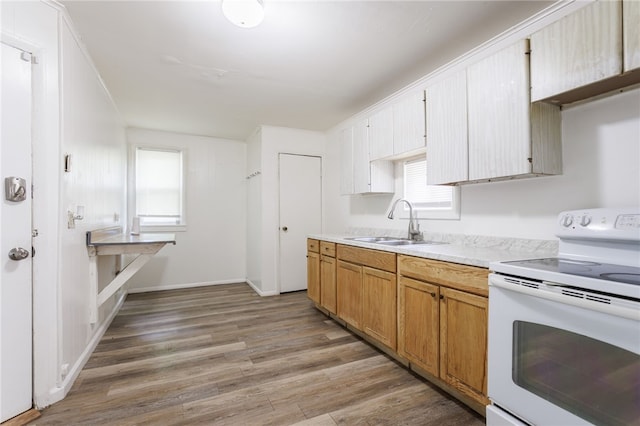 900-902 S Plymouth Ave, Rochester, NY 14608 - kitchen with electric stove, light countertops, and light wood-style flooring