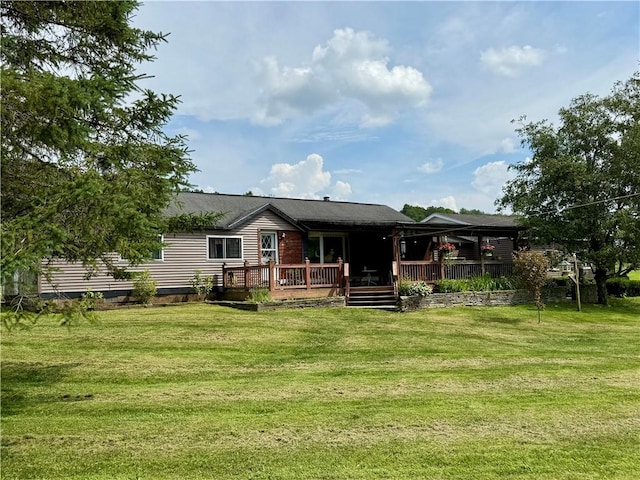 1796 Gladstone Hollow Rd, Andes, NY 13731 - back of property with a yard and a wooden deck