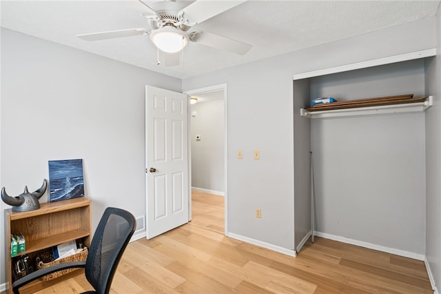 158 Round Pond Ln, Greece, NY 14626 - home office featuring light wood-style flooring and ceiling fan