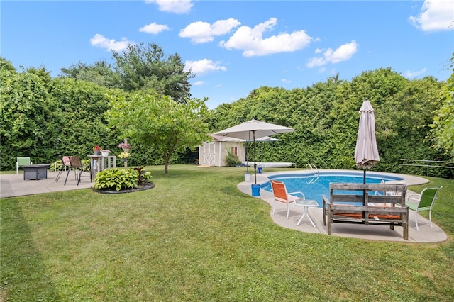 158 Round Pond Ln, Greece, NY 14626 - outdoor pool with a shed and a patio area