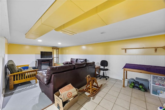 120 Furlong Rd, Brighton, NY 14623 - tiled living room with wainscoting