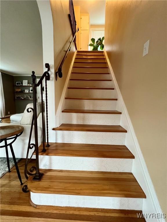 858 Starin Ave, Tonawanda, NY 14223 - stairway with wood finished floors