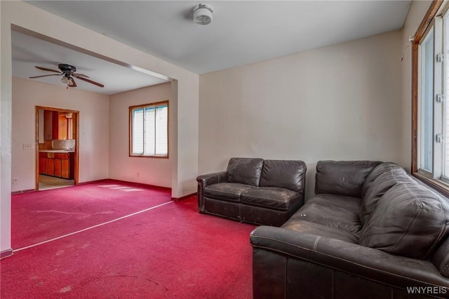 75 Schutrum St, Buffalo, NY 14212 - living area with carpet and a ceiling fan
