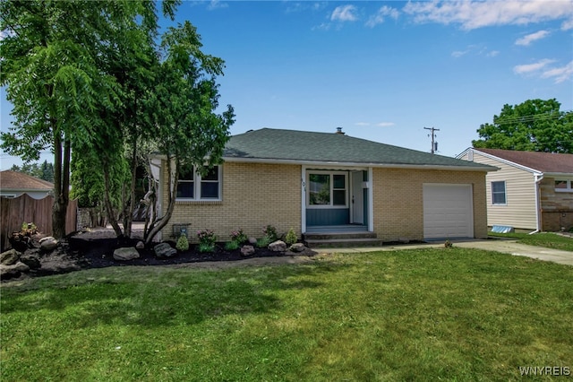 101 Kurtz Ave, Lancaster, NY 14086 - ranch-style house with brick siding, an attached garage, driveway, and a shingled roof