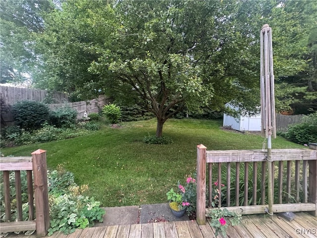 124 N Way, Camillus, NY 13031 - view of yard featuring a deck and a shed