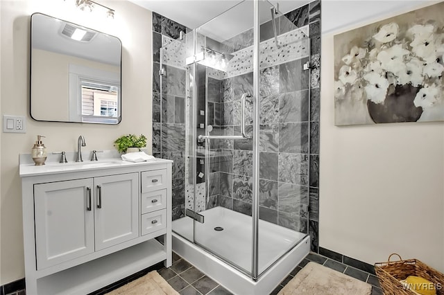 111 Montrose Ave, Buffalo, NY 14214 - full bath with vanity, a shower stall, and tile patterned floors