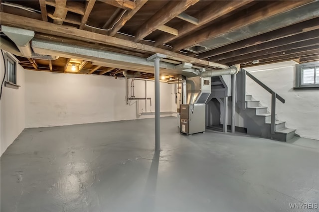 111 Montrose Ave, Buffalo, NY 14214 - basement with heating unit and stairs