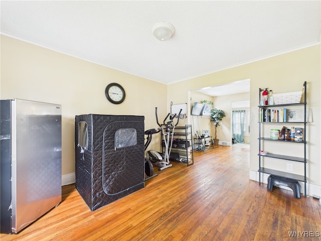 125 Phyllis Ave, Buffalo, NY 14215 - workout area with ornamental molding and wood finished floors