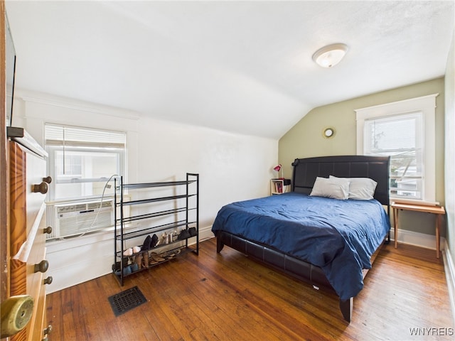 125 Phyllis Ave, Buffalo, NY 14215 - bedroom featuring hardwood / wood-style flooring, vaulted ceiling, and cooling unit