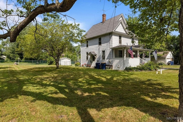 19 Reed St, Lockport City, NY 14094 - view of property exterior featuring a chimney and a storage unit