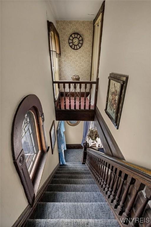 19 Reed St, Lockport City, NY 14094 - stairway featuring baseboards and carpet