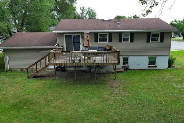 3 Willow Dr, Erwin, NY 14870 - rear view of property with a yard, a deck, stairway, and a shingled roof
