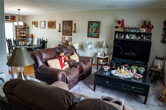 3 Willow Dr, Erwin, NY 14870 - carpeted living room with a chandelier