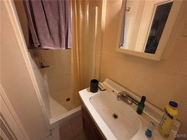 2369 State Route 5, Sullivan, NY 13037 - full bath featuring a stall shower, vanity, and tile patterned flooring