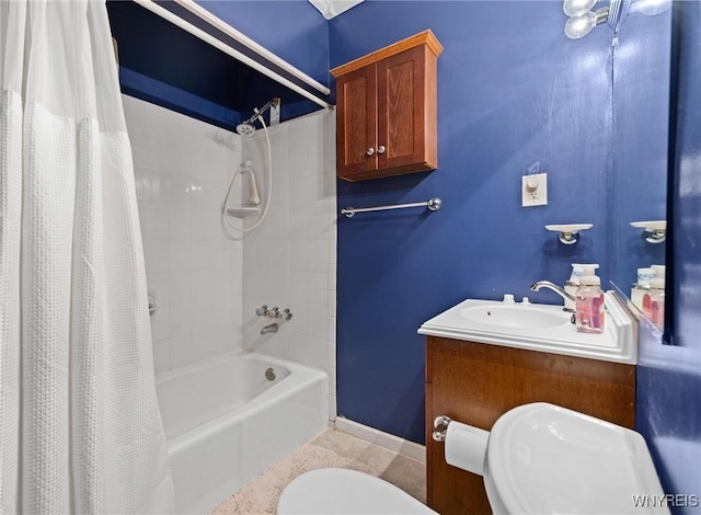 2469 Seneca St, West Seneca, NY 14210 - bathroom featuring shower / tub combo with curtain, tile patterned flooring, and vanity