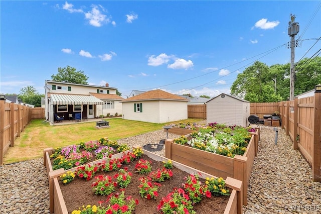 159 Beale Ave, Cheektowaga, NY 14225 - rear view of property with a garden, an outdoor structure, and a fenced backyard