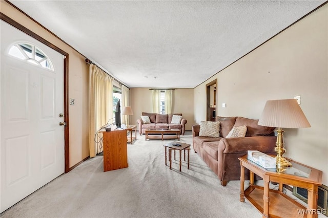 159 Beale Ave, Cheektowaga, NY 14225 - living area with a textured ceiling and light colored carpet