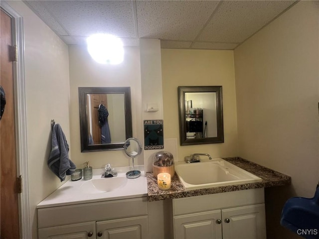 20 Pond Path, Oswego, NY 13126 - bathroom with a drop ceiling and double vanity