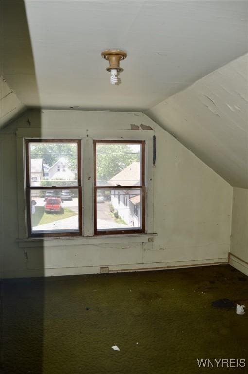 77 Harlem Rd, West Seneca, NY 14224 - additional living space with vaulted ceiling and dark carpet