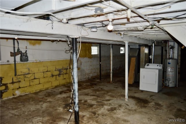 77 Harlem Rd, West Seneca, NY 14224 - below grade area featuring washer / dryer and gas water heater