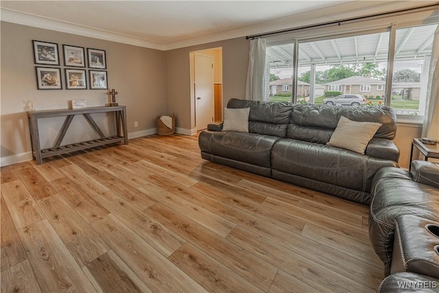 24 Ceil Dr, Cheektowaga, NY 14227 - living room with light wood-style floors and crown molding