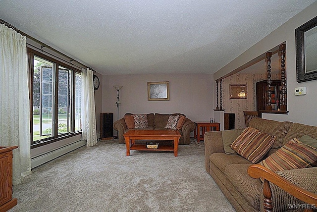 4 Windtree Ln, West Seneca, NY 14224 - carpeted living area featuring healthy amount of natural light, baseboard heating, and a textured ceiling