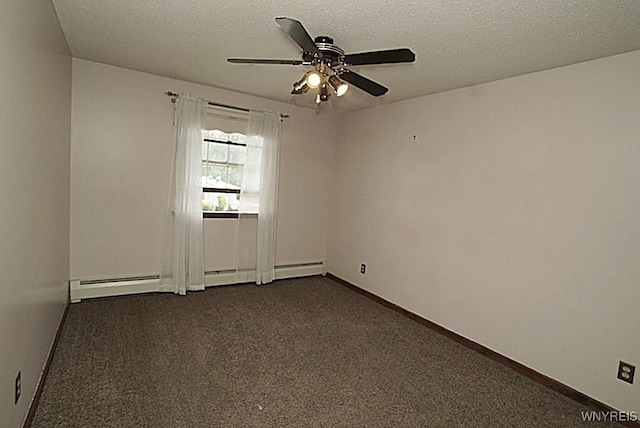 4 Windtree Ln, West Seneca, NY 14224 - empty room with dark carpet, ceiling fan, and a textured ceiling
