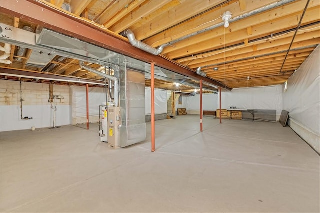65 Sotheby Dr, Greece, NY 14626 - unfinished basement featuring heating unit and gas water heater