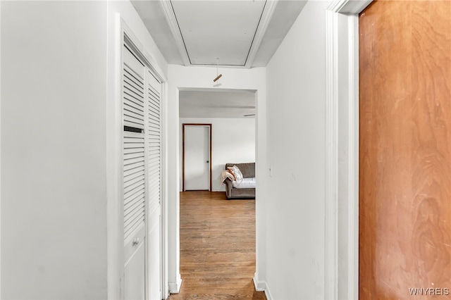 302 Midland Ave, Tonawanda, NY 14223 - corridor featuring attic access and wood finished floors