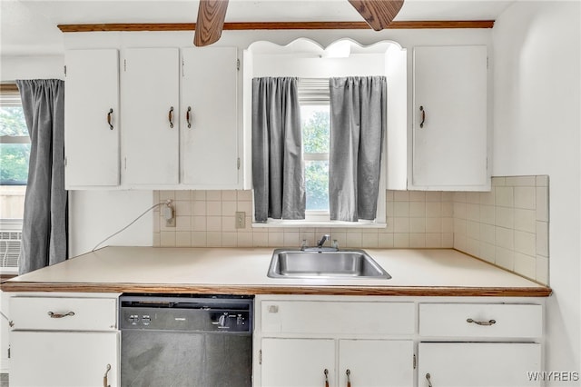 302 Midland Ave, Tonawanda, NY 14223 - kitchen with dishwasher, white cabinetry, tasteful backsplash, and light countertops