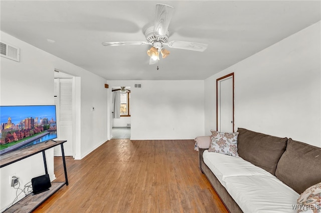 302 Midland Ave, Tonawanda, NY 14223 - living room with a ceiling fan and wood finished floors