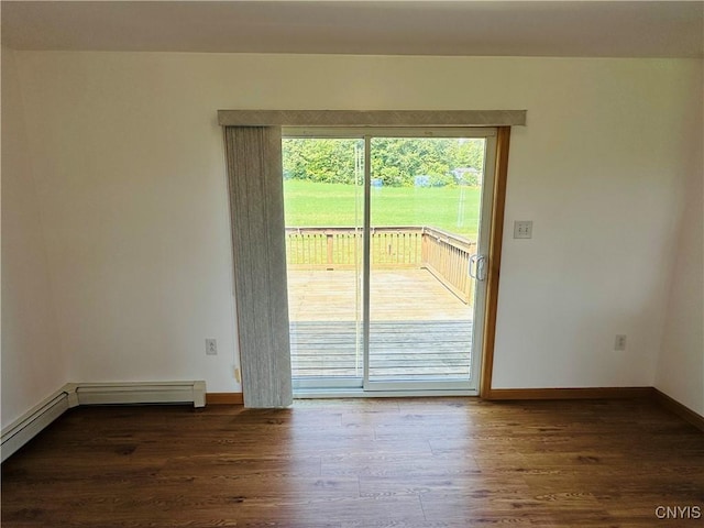 3370 Hicks Rd, Scipio, NY 13118 - unfurnished room featuring dark wood-type flooring and baseboards