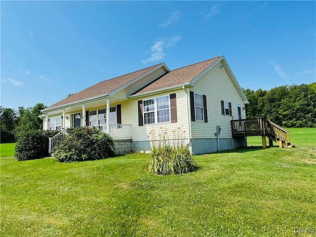 3370 Hicks Rd, Scipio, NY 13118 - view of side of home featuring a lawn and covered porch