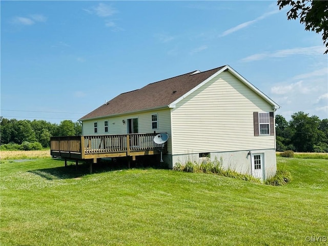3370 Hicks Rd, Scipio, NY 13118 - rear view of house featuring a deck and a yard