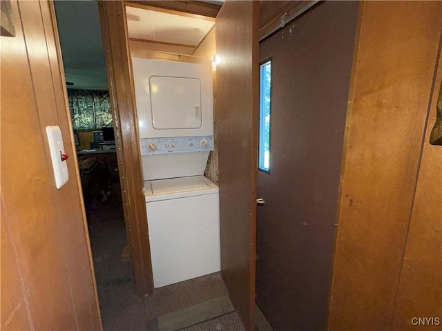 209 Lackawack Hill Rd, Wawarsing, NY 12458 - laundry room with stacked washer / drying machine