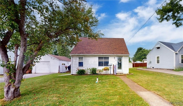 78 Heather Rd, Cheektowaga, NY 14225 - bungalow-style house featuring an outbuilding, a front lawn, and a detached garage