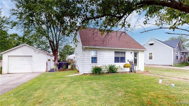 78 Heather Rd, Cheektowaga, NY 14225 - view of front of home with driveway, a front yard, an outdoor structure, and a detached garage