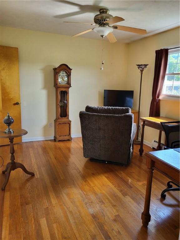 138 Dingman Hill Rd, Bainbridge, NY 13733 - living room featuring ceiling fan and wood finished floors