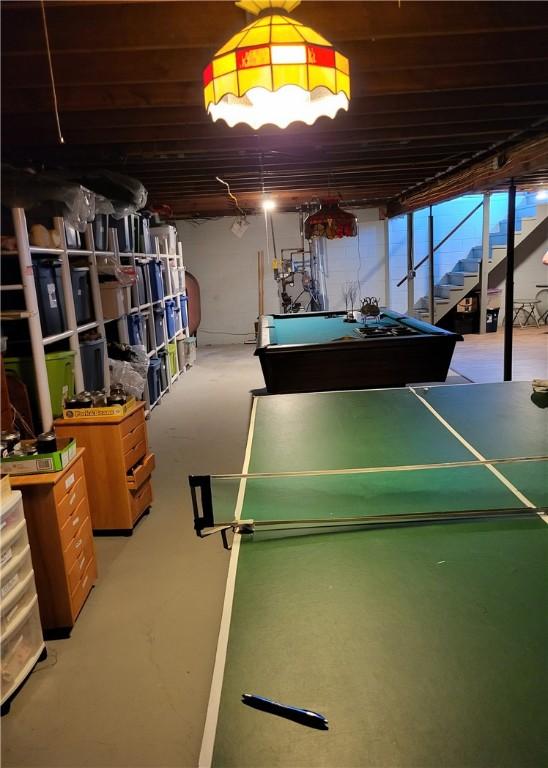 138 Dingman Hill Rd, Bainbridge, NY 13733 - recreation room with finished concrete flooring and pool table