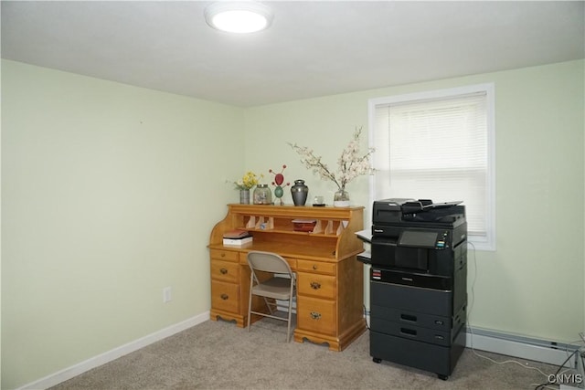 7545 River Rd, Lysander, NY 13027 - home office with light colored carpet and a baseboard radiator