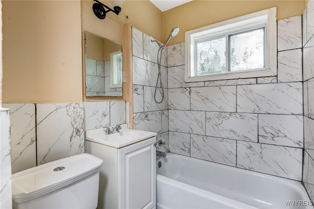 146 Longnecker St, Buffalo, NY 14206 - full bathroom featuring shower / tub combination, vanity, and tile walls