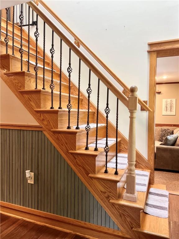 110 Mcmaster St, Bath, NY 14810 - stairs featuring wood finished floors
