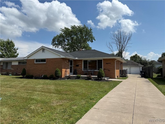 31 Noel Dr, Amherst, NY 14221 - single story home with brick siding, a porch, a front lawn, and a garage