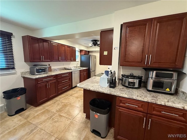 31 Noel Dr, Amherst, NY 14221 - kitchen with stainless steel appliances and a ceiling fan