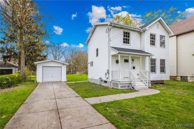 374 Dewey Ave, Buffalo, NY 14214 - traditional home featuring an outbuilding, a garage, driveway, and a front yard