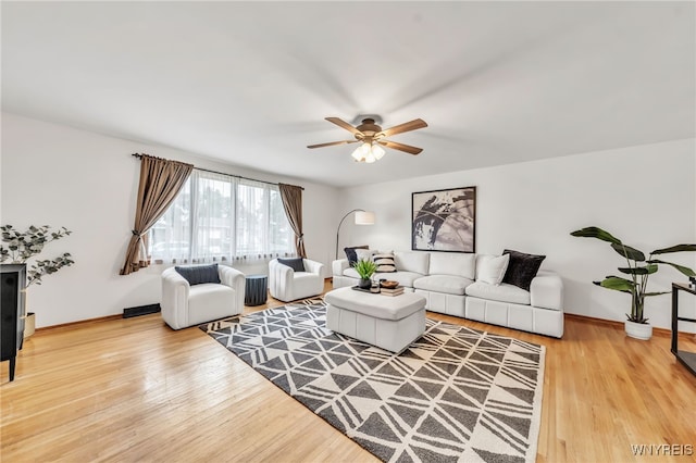 94 N Seine Dr, Cheektowaga, NY 14227 - living room featuring wood finished floors and ceiling fan
