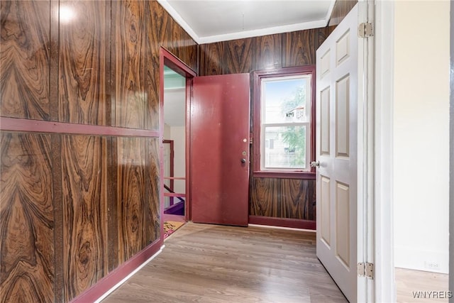 1329 Clinton St, Buffalo, NY 14206 - entryway with wood finished floors and wooden walls
