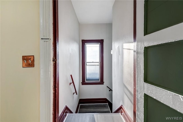 1329 Clinton St, Buffalo, NY 14206 - stairway with wood finished floors and baseboards