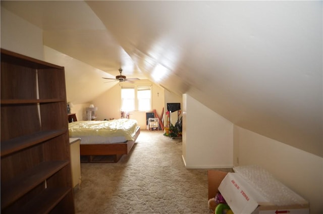162 Miramar Rd, Gates, NY 14624 - bedroom featuring carpet, lofted ceiling, and ceiling fan